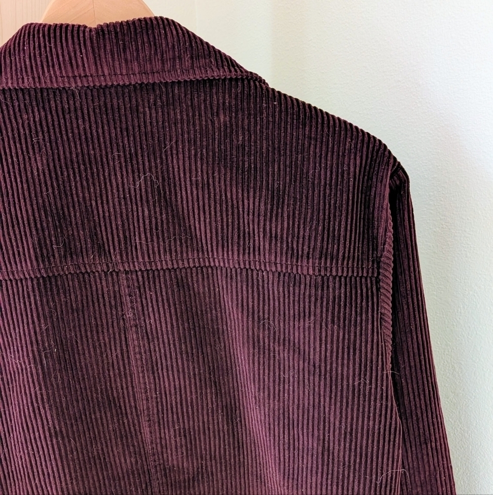 Vintage Corduroy Button Down Collared Paisley Lined Jacket In Burgundy - Picture 9 of 12